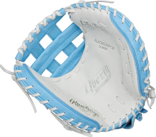 33 Inch Rawlings Liberty Advanced Color Series RLACM33FPCB Women's White/ColumbiaBlue Fastpitch Softball Catcher Mitt 4 33 Inch Rawlings Liberty Advanced Color Series RLACM33FPCB Women's White/ColumbiaBlue Fastpitch Softball Catcher Mitt - Image 2