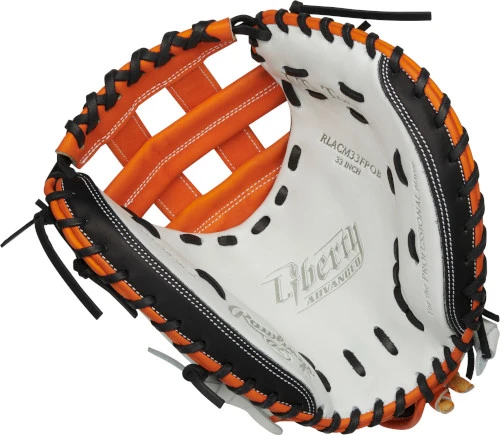 33 Inch Rawlings Liberty Advanced Color Series RLACM33FPOB Women's White/Orange/Black Fastpitch Softball Catcher Mitt 4 33 Inch Rawlings Liberty Advanced Color Series RLACM33FPOB Women's White/Orange/Black Fastpitch Softball Catcher Mitt - Image 2