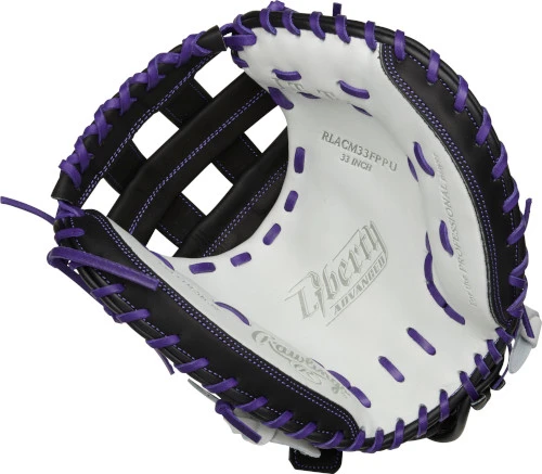 33 Inch Rawlings Liberty Advanced Color Series RLACM33FPPU Women's White/Purple/Black Fastpitch Softball Catcher Mitt 4 33 Inch Rawlings Liberty Advanced Color Series RLACM33FPPU Women's White/Purple/Black Fastpitch Softball Catcher Mitt - Image 2