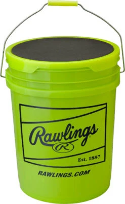Rawlings B618RFPBPBUCK Combo 6 Gallon Optic Yellow Bucket W/ 18 RFPBP12SY Fastpitch Softballs